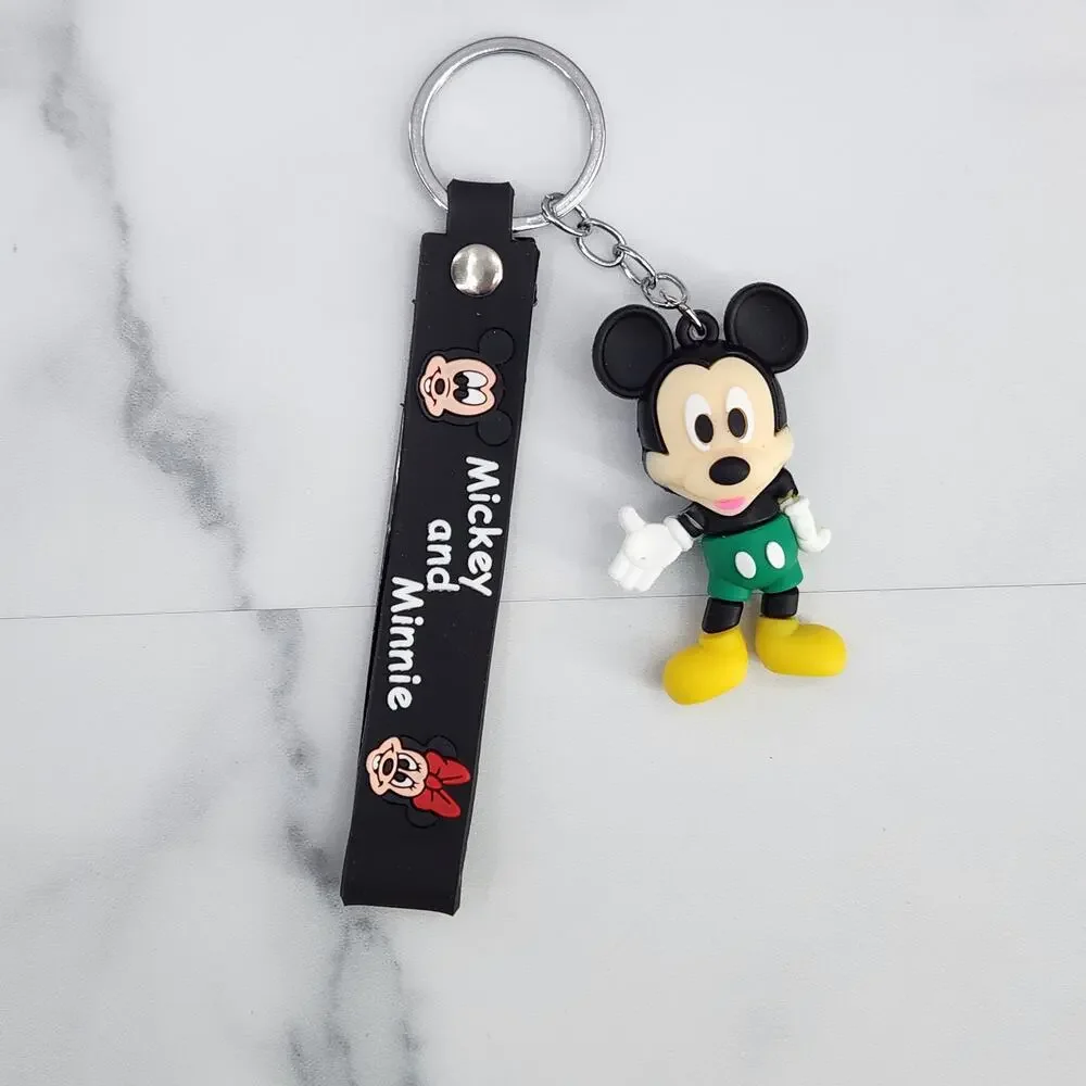 Disney's Mickey Mouse 3D Figure Keychain & Strap Bag Charm PVC Silicone Black